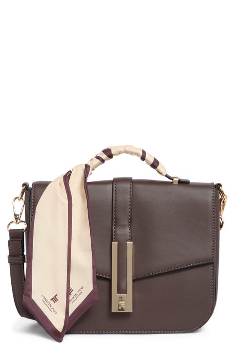 Scarf Handle Faux Leather Crossbody Bag