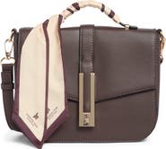 London Fog Scarf Handle Faux Leather Crossbody Bag