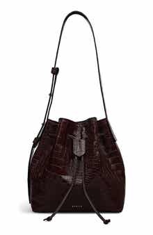 Radley Water Resistant Croc Embossed Faux Leather Bucket Bag
