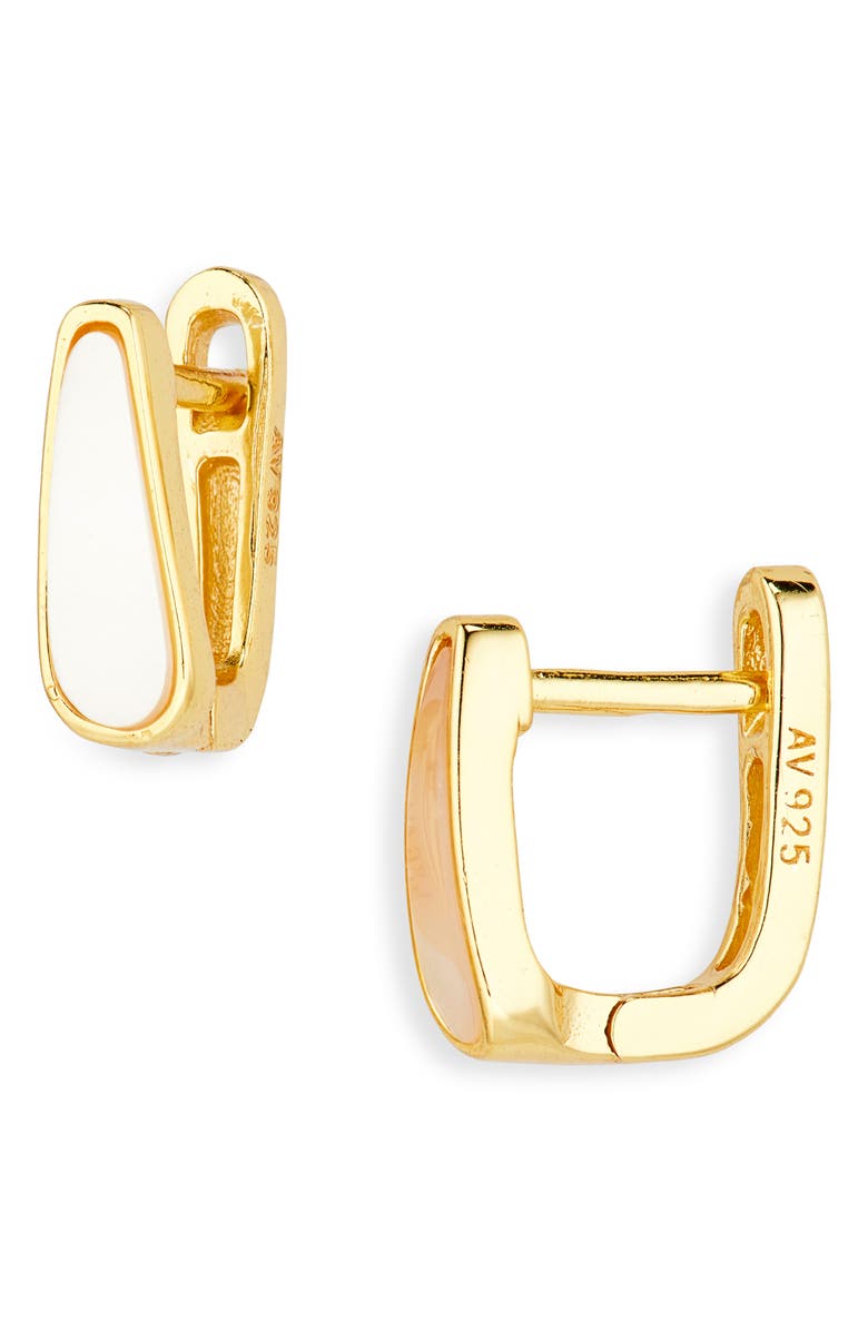 ARGENTO VIVO Mother-of-Pearl Huggie Hoop Earrings, Main, color, Gold