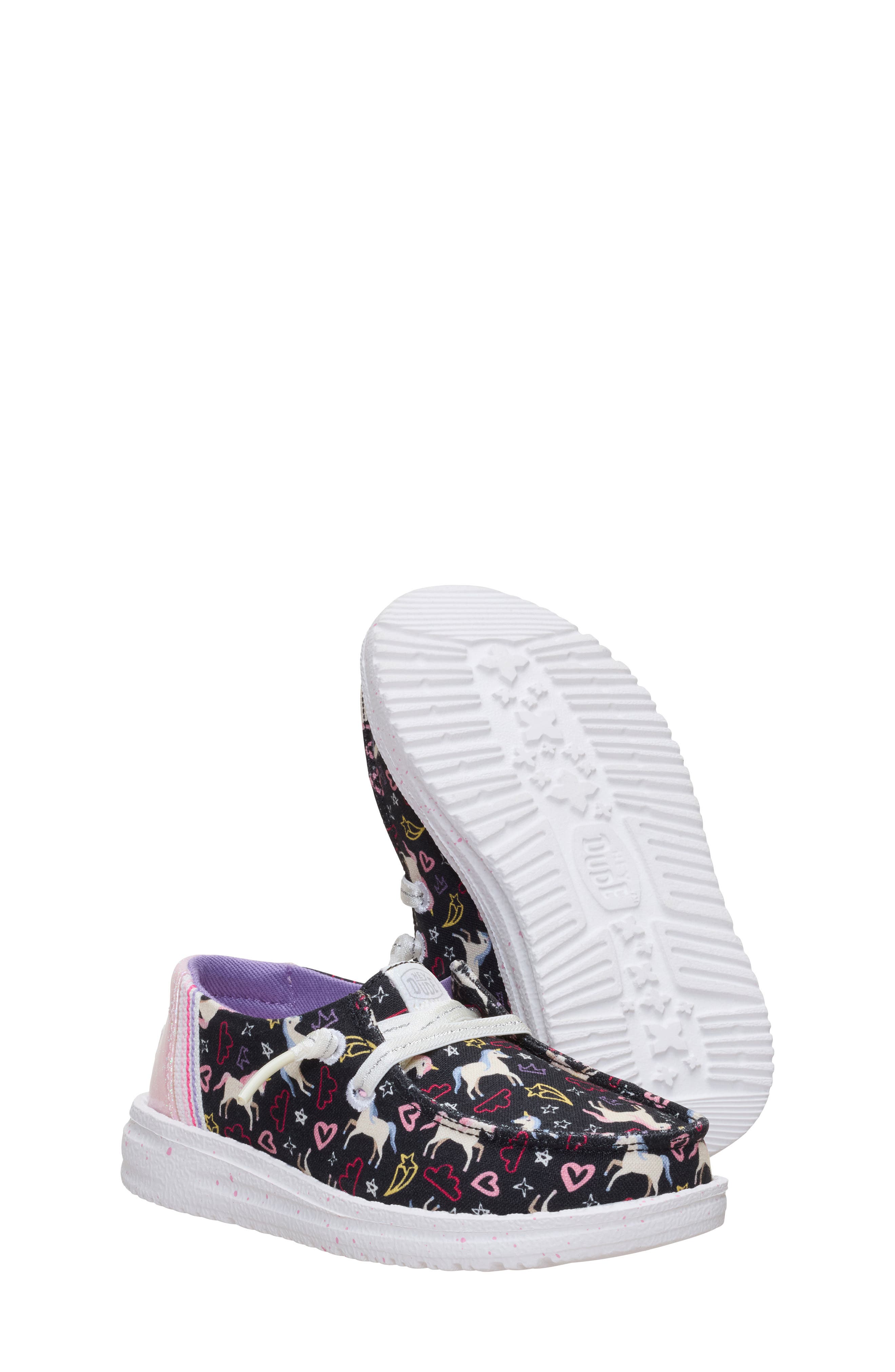 Kids' Wendy Unicorn Stars Slip-On, Alternate, color, BLACK