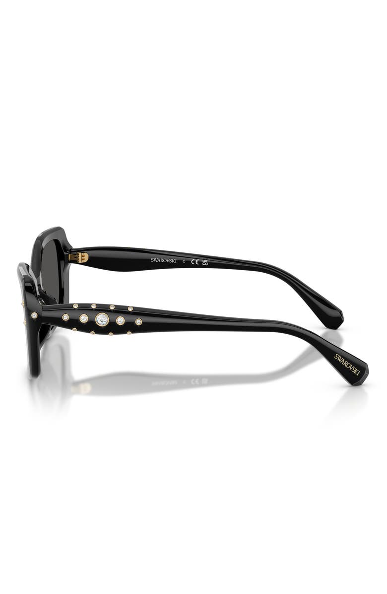 Swarovski 54mm Pillow Sunglasses, Alternate, color, Black / Dark Grey