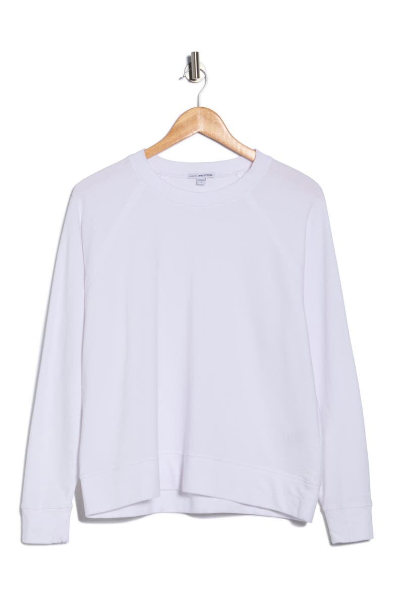 Cotton French Terry Relaxed Sweater, Alternate, color, WHITE