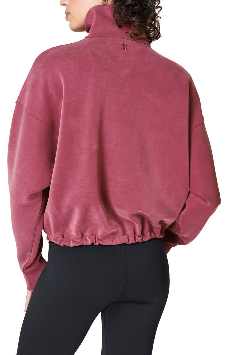 Sweaty Betty Half Zip Fleece Pullover, Alternate, color, Vamp Red