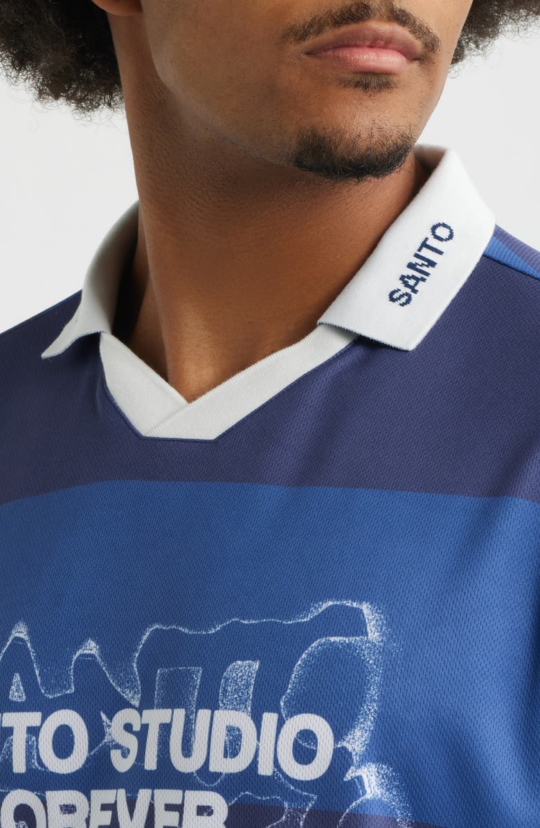 SANTO STUDIO Forever Santo Johnny Collar Short Sleeve Club Jersey, Alternate, color, Navy