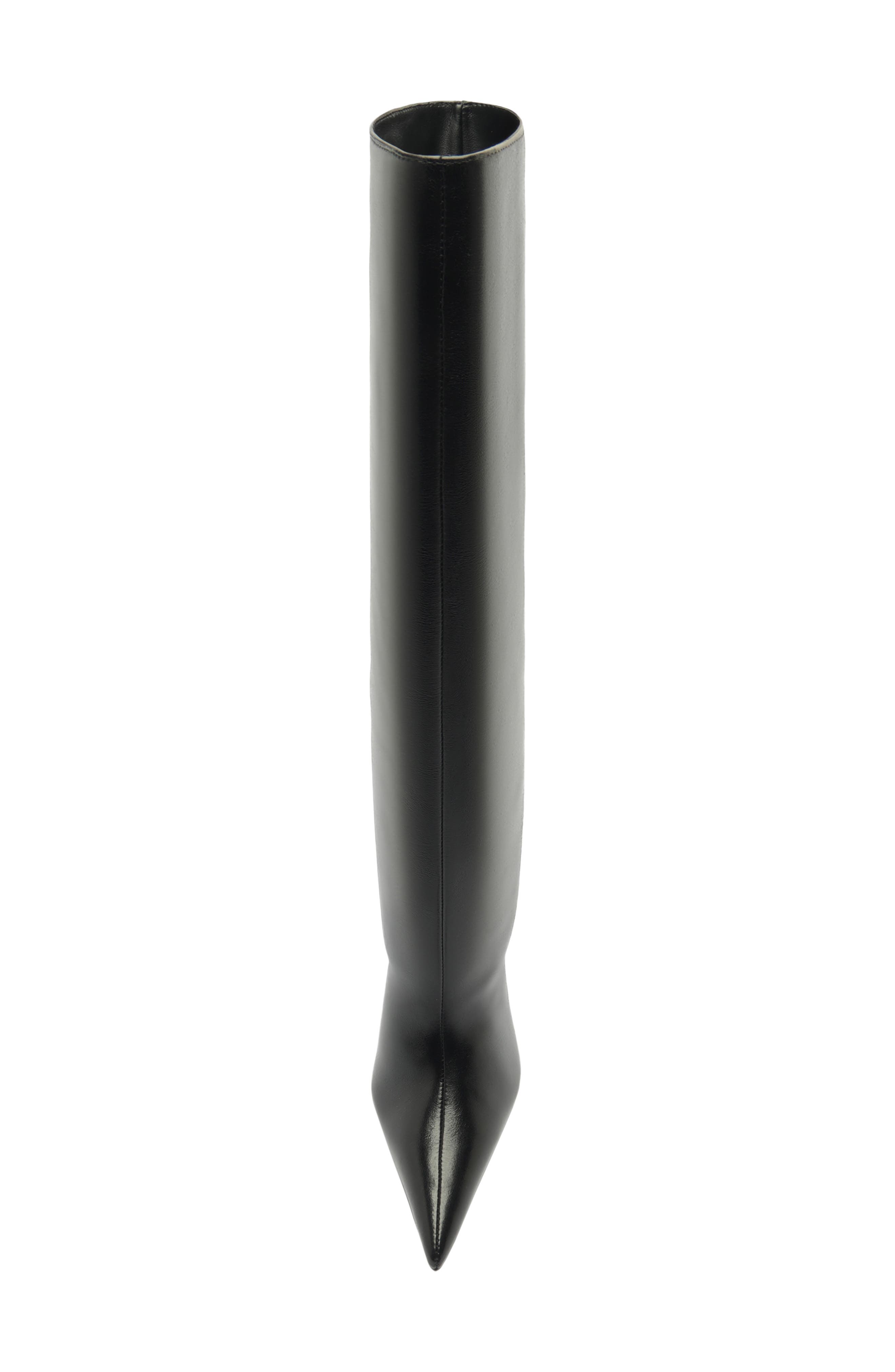 Siena Pointed Toe Knee High Wedge Boot, Alternate, color, BLACK PATENT