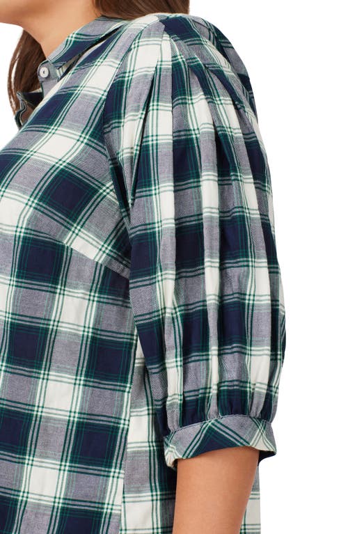 Foxcroft Sophie Plaid Cotton Blend Button-up Shirt In Navy Multi