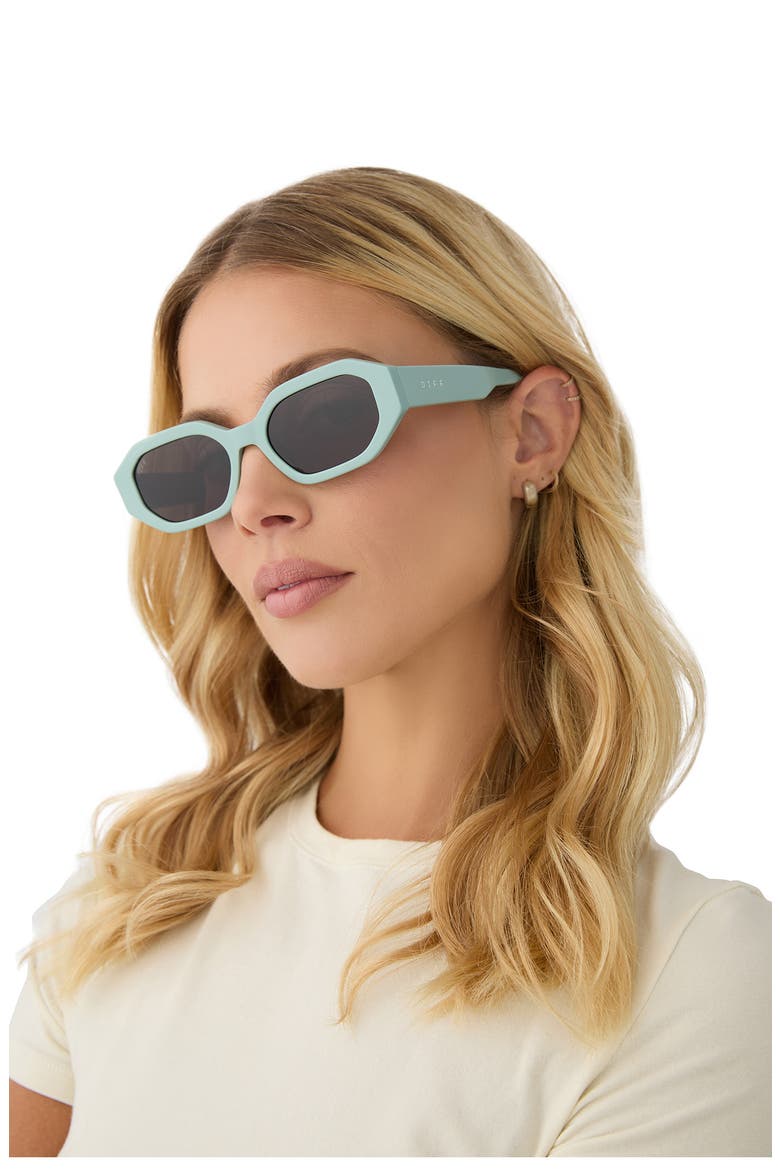 Allegra 53mm Polarized Rectangle Sunglasses, Alternate, color, GREY