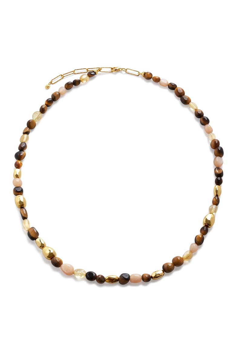 Beaded Stone Necklace, Main, color, 18CT GOLD VERMEIL / TIGERS EYE