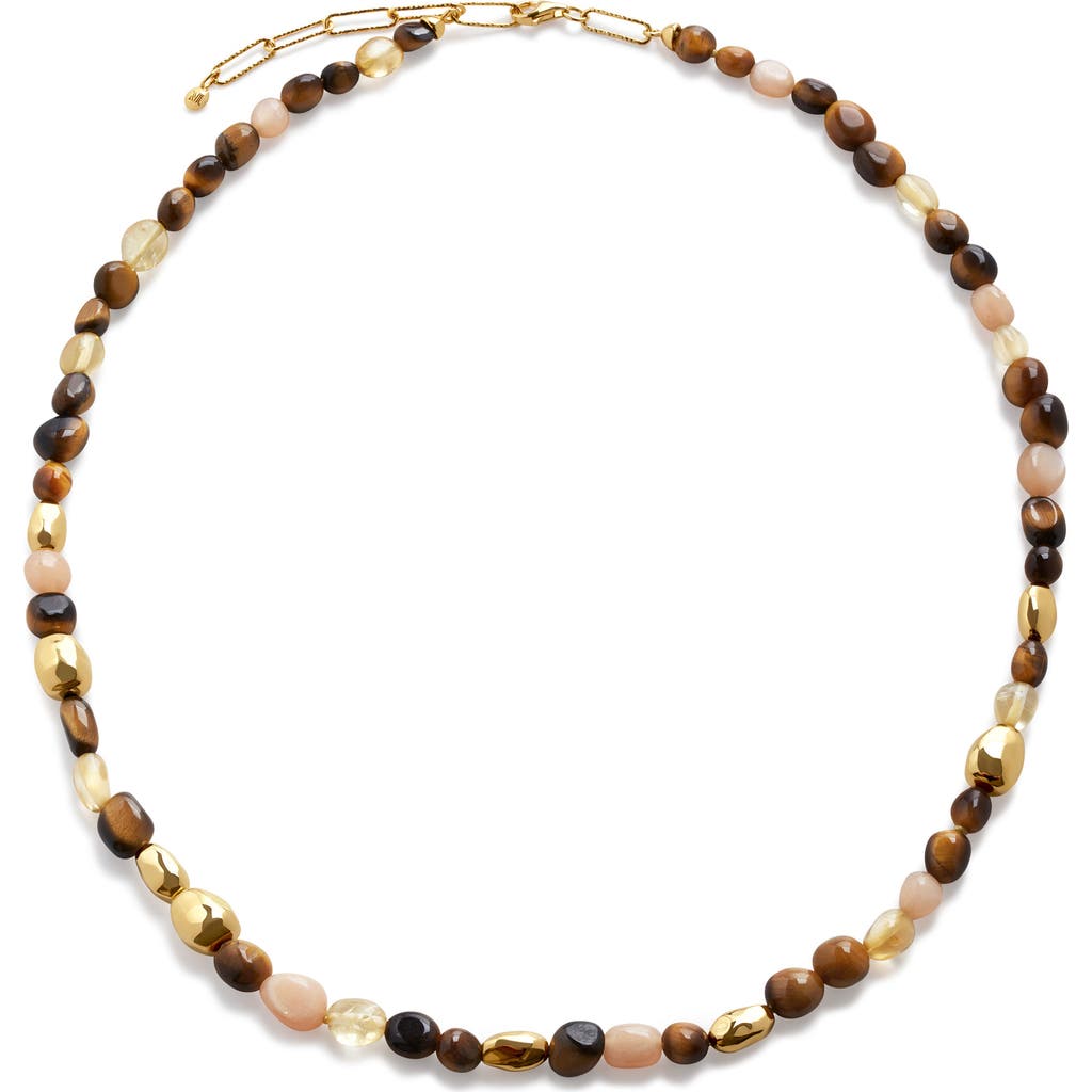 Monica Vinader Beaded Stone Necklace In Gold