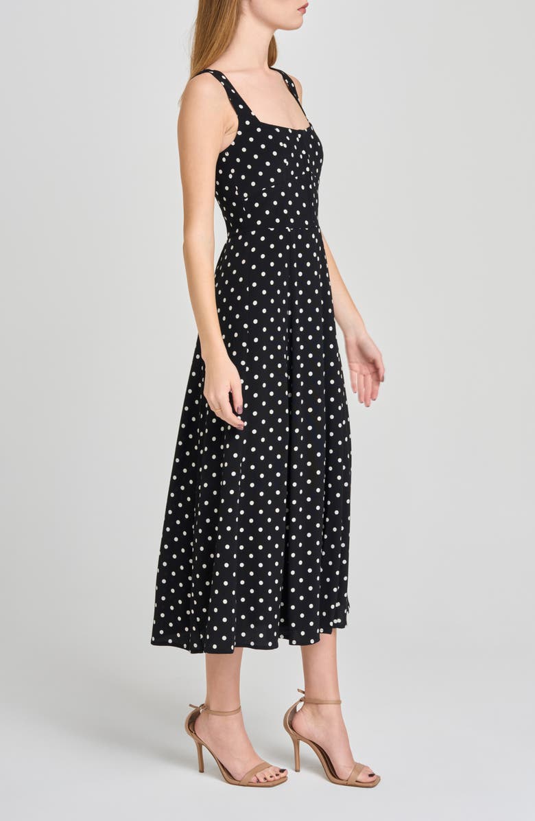 WAYF Leonie Polka Dot Corset Midi Dress, Alternate, color, Black Polka Dot