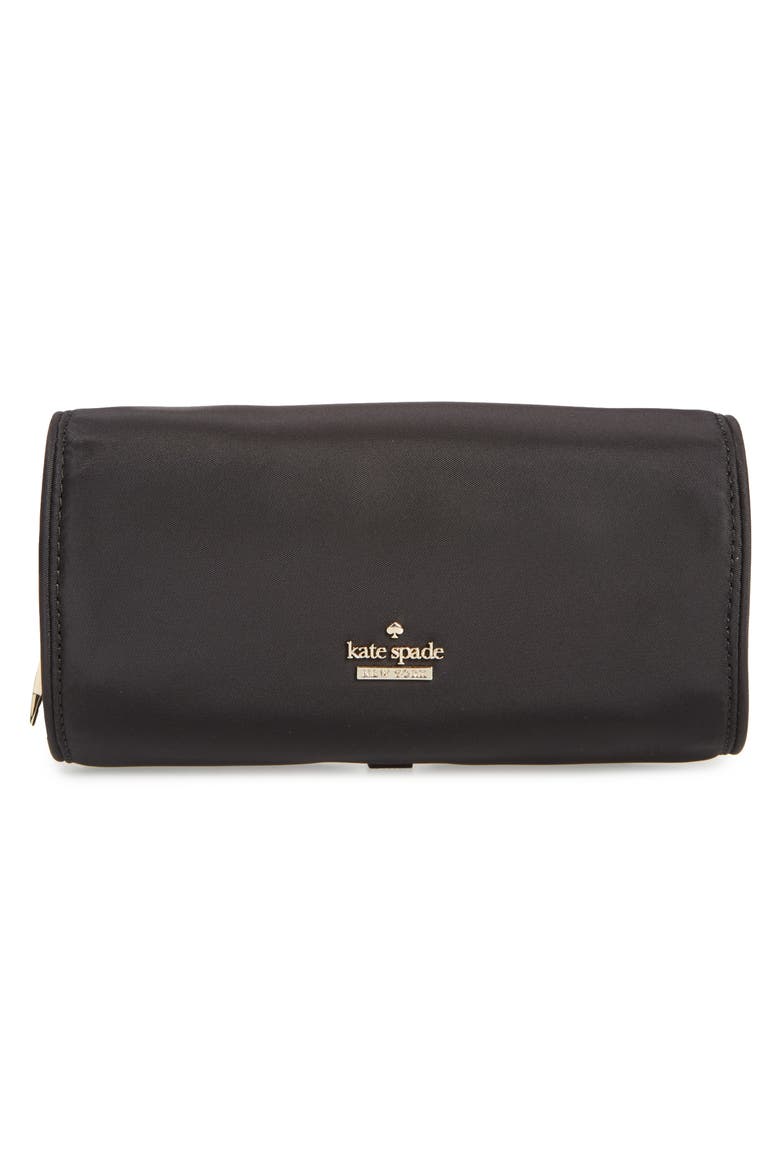 classic nylon jewelry roll, Alternate, color, BLACK