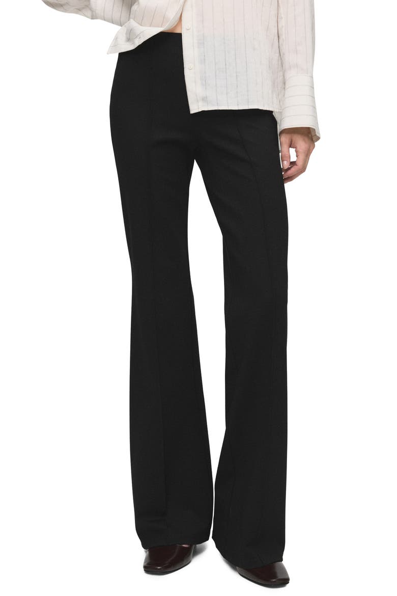 Seamed Detail Flare Leggings, Main, color, BLACK