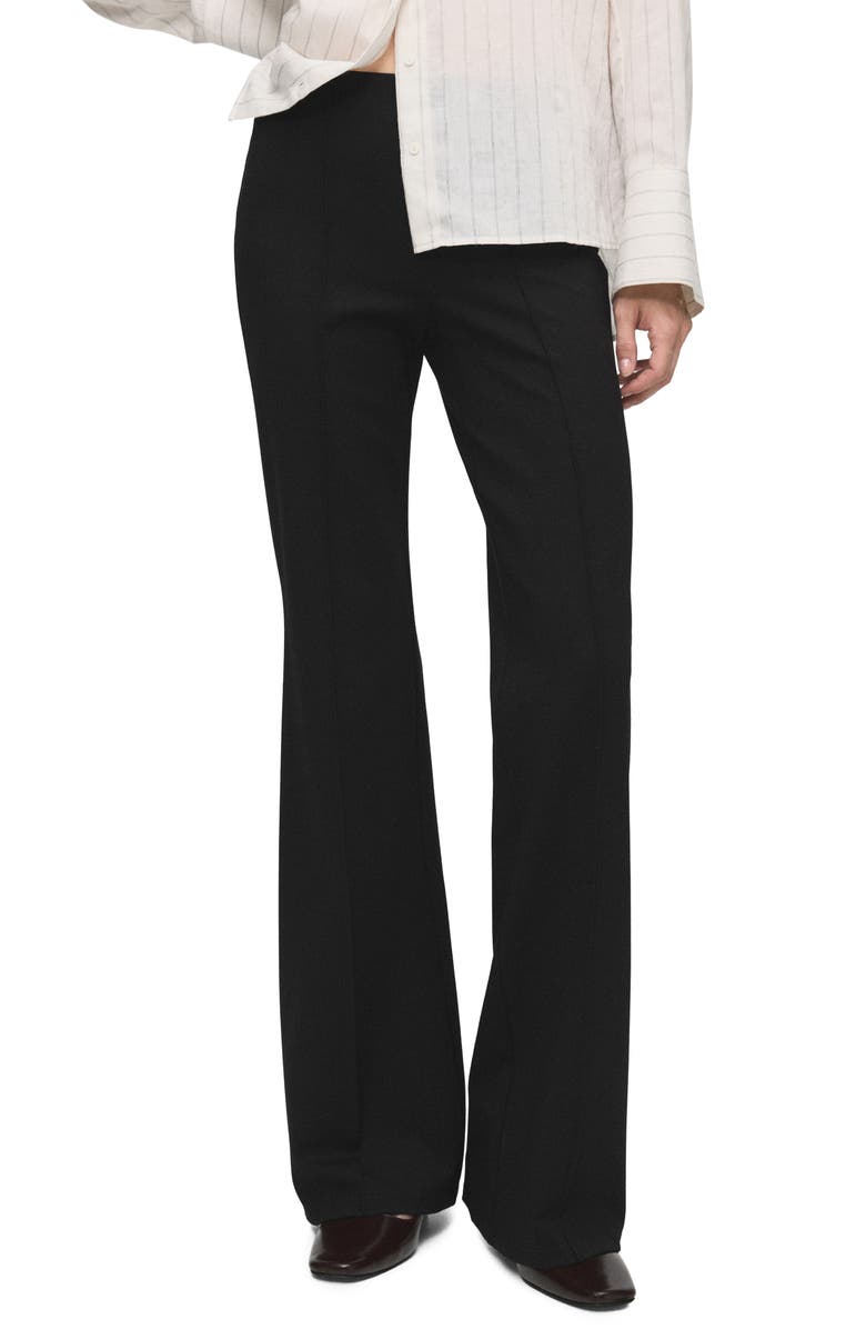 MANGO Seamed Detail Flare Leggings, Main, color, Black