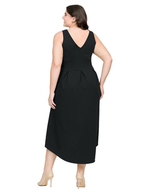 24seven Comfort Apparel High Low Party Dress With Pockets In Brown