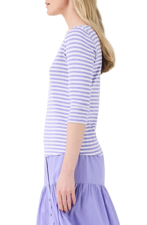 Nzt By Nic+zoe Stripe Boat Neck Cotton T-shirt