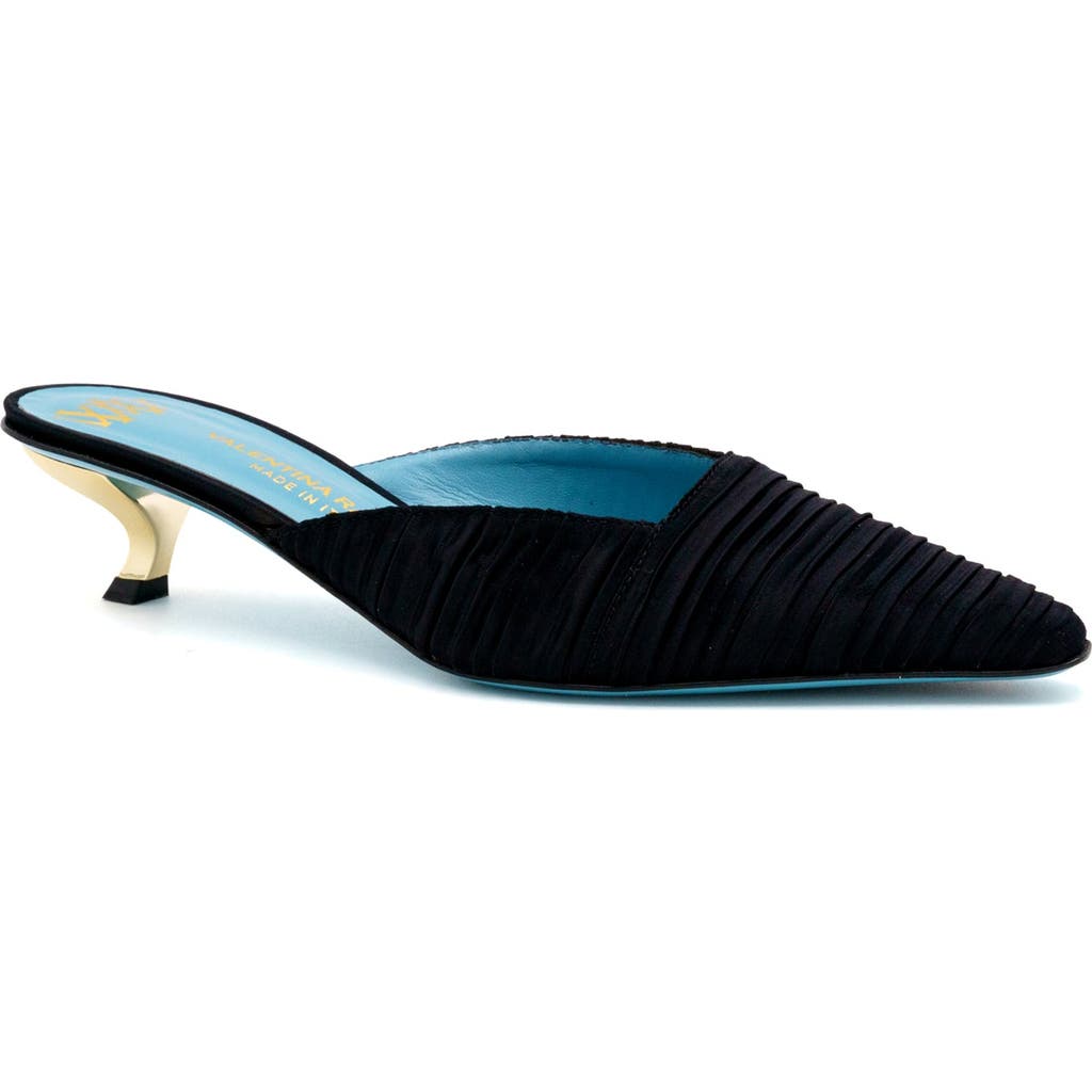 Valentina Rangoni Virgilo Low Heel Mule In Black Plisse