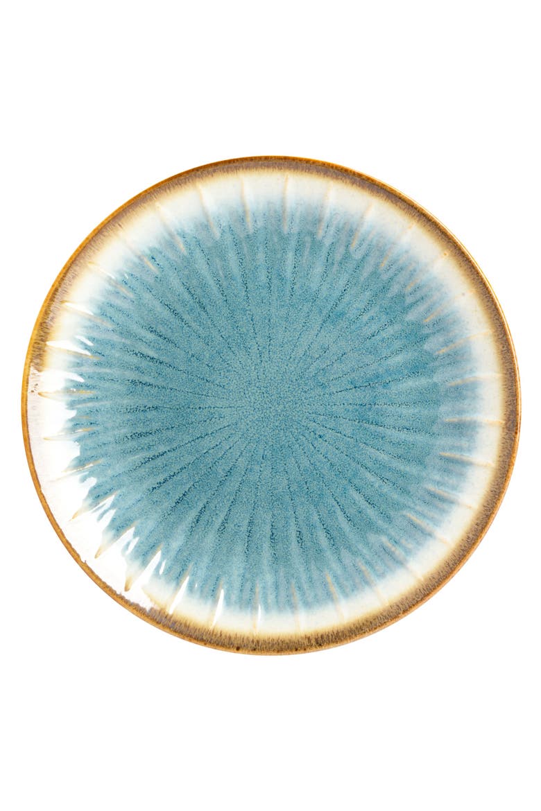 Mayfair Bay 16 Piece Double Bowl Embossed Reactive, Alternate, color, Blue