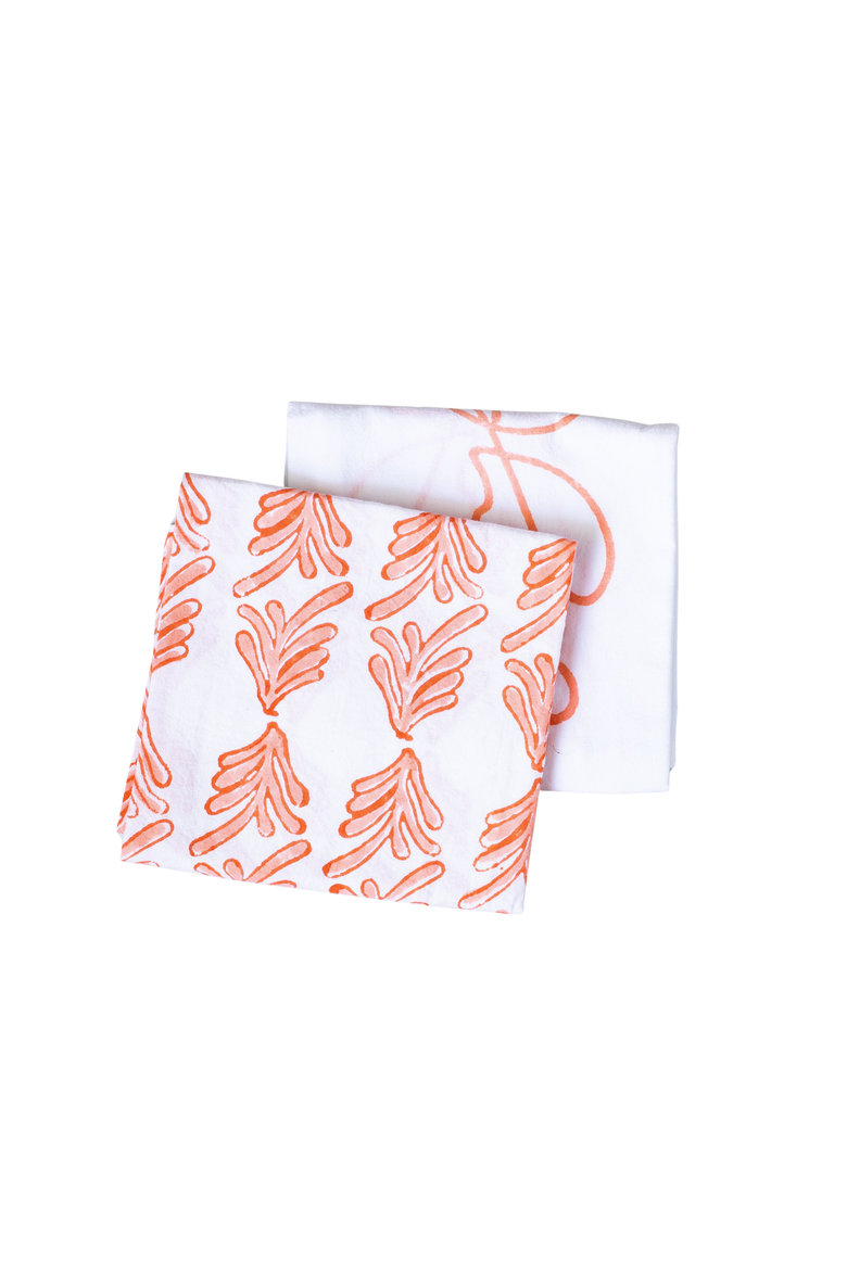 Tea Towel Set - Palmetto & Joyful, Main, color, Orange