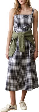 Marine Layer Demi Gingham Pima Cotton Poplin Midi Dress