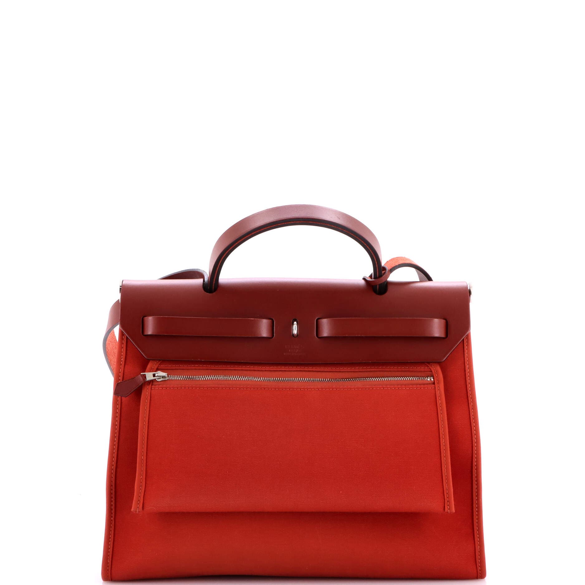 Pre-Owned Hermes Herbag Zip Leather and Toile 31, Alternate, color, Terre Battue