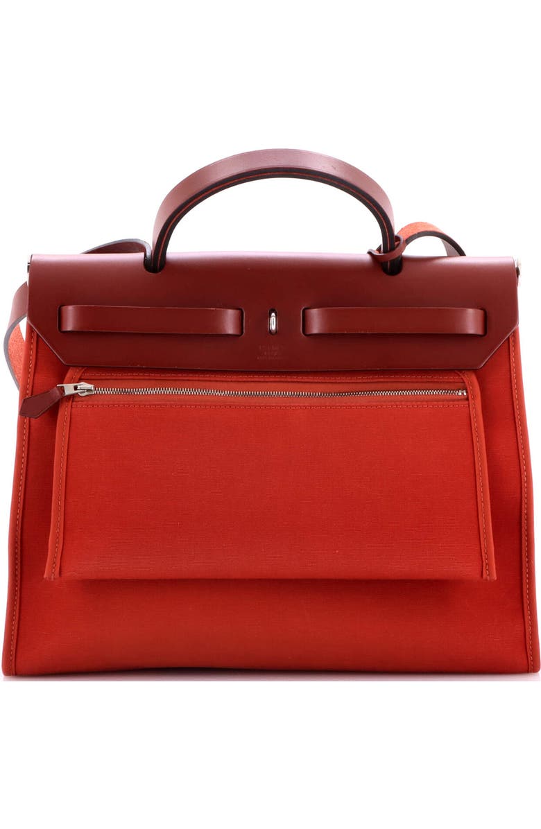 Pre-Owned Hermes Herbag Zip Leather and Toile 31, Alternate, color, Terre Battue