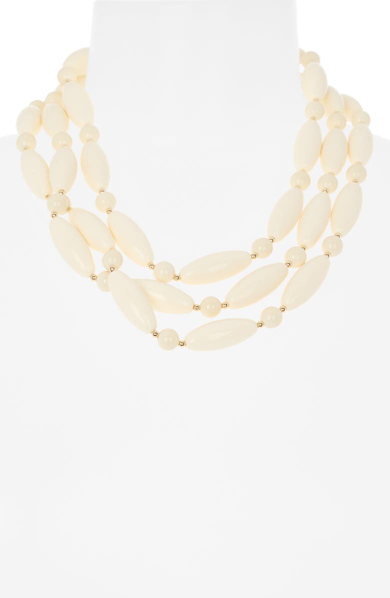 Kenneth Jay Lane Wood Beaded Multistrand Necklace, Alternate, color, Ivory