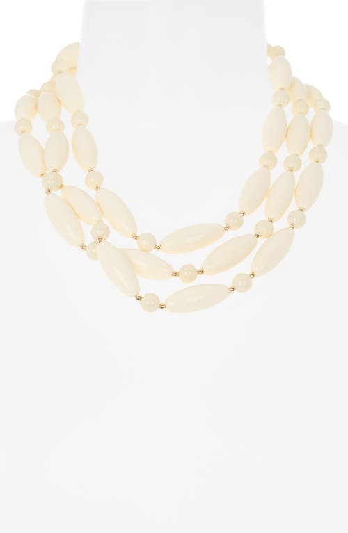 Kenneth Jay Lane Wood Beaded Multistrand Necklace In Gold
