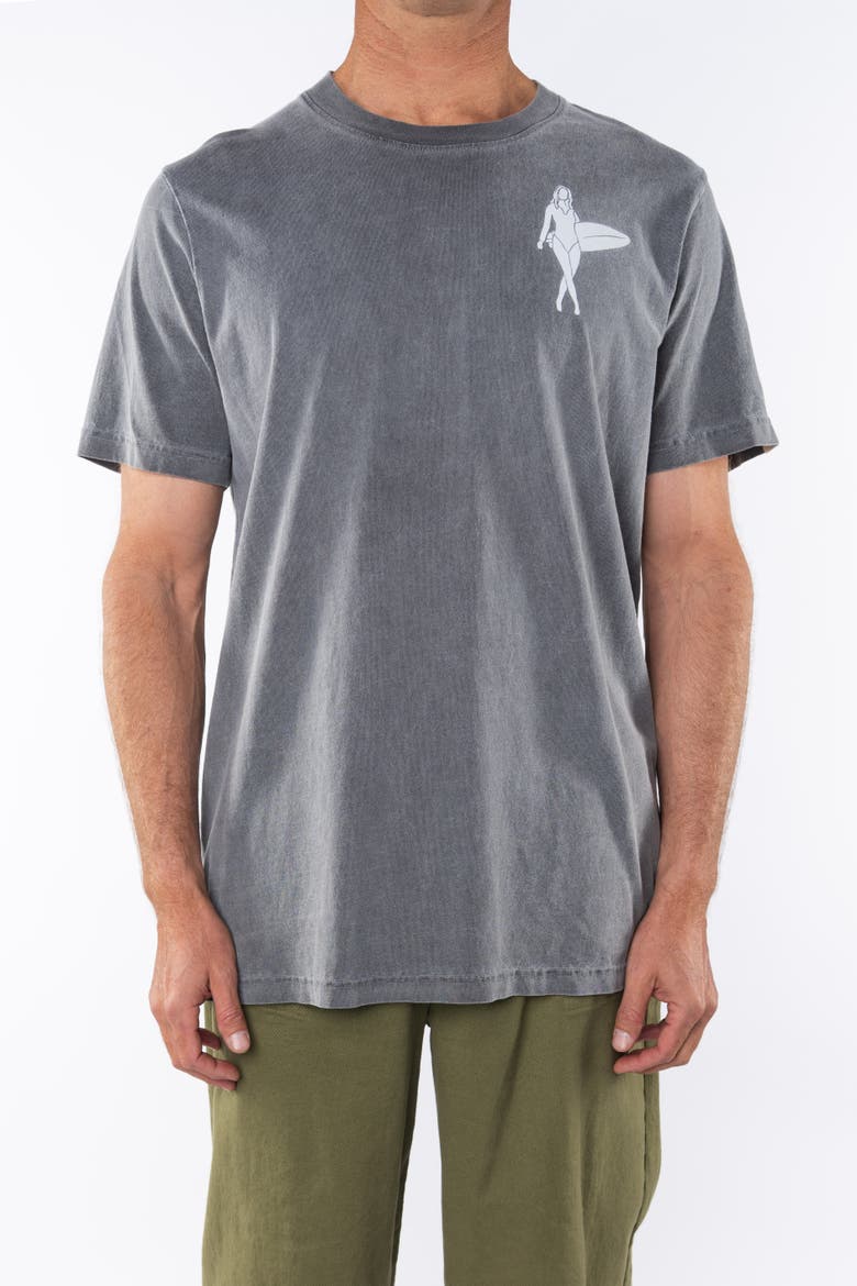 Gender Inclusive Surf Girl Graphic T-shirt, Alternate, color, Sea Grey