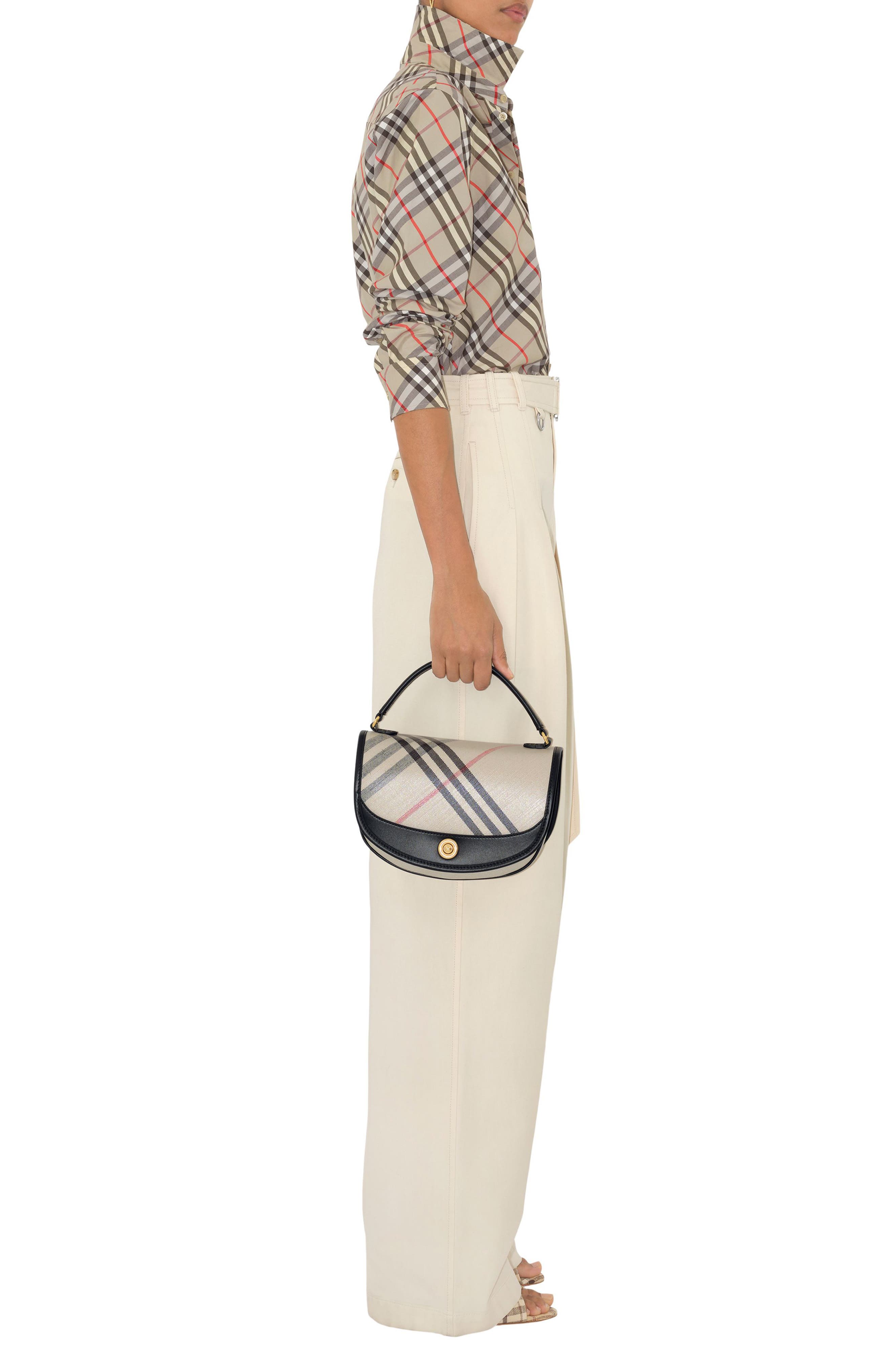 Burberry Highlands Coated Canvas & Leather Top Handle Bag, Alternate, color, 