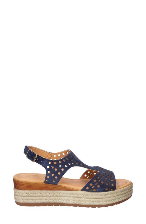 Bella Vita Ann-italy Perforated Wedge Sandal In Navy Suede Leather