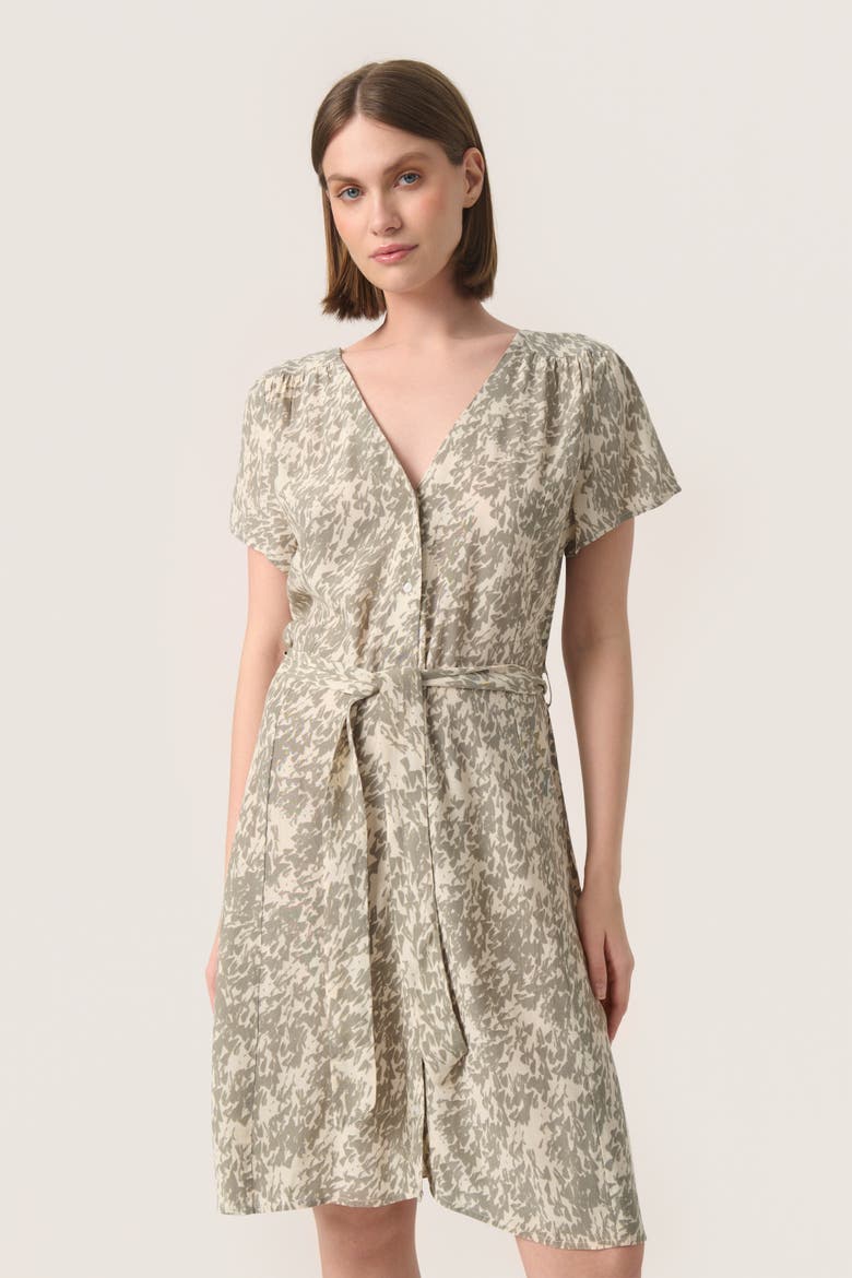 SLSylvia V-neck Short Sleeve Belt Dress, Main, color, Shadow Drop Print