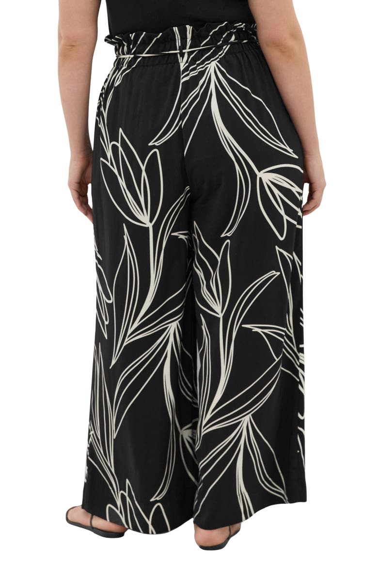 Shania Paperbag Waist Wide Leg Pants, Alternate, color, BLACK BLOOM