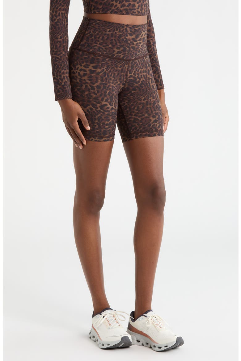 Cloud Leopard Print Bike Shorts, Alternate, color, CARIBOU LEOPARD