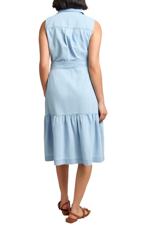 Jones New York Petite Cotton Belted A-line Shirtdress In Blue