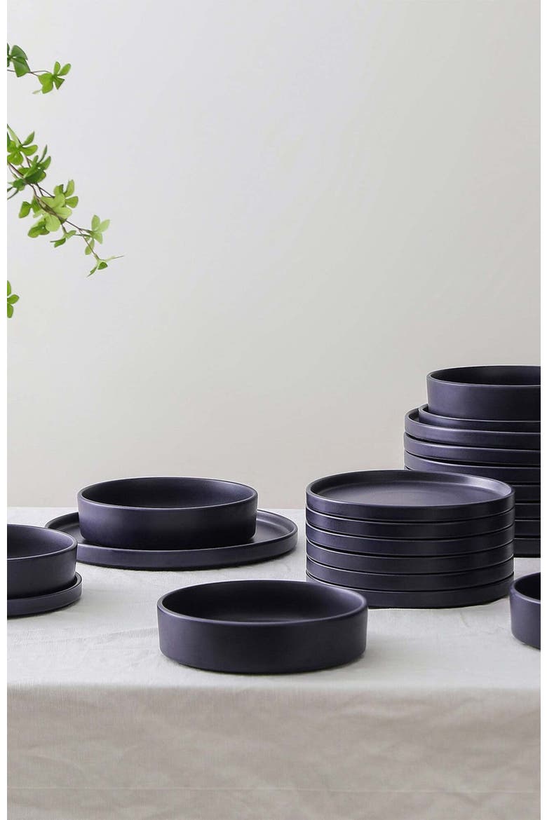 Cleo Stoneware 16-Piece Dinnerware Set, Alternate, color, Dark Blue