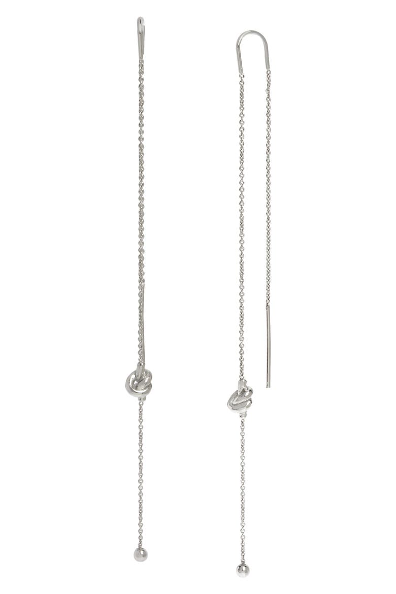 Knot Chain Threader Earrings, Main, color, SILVER