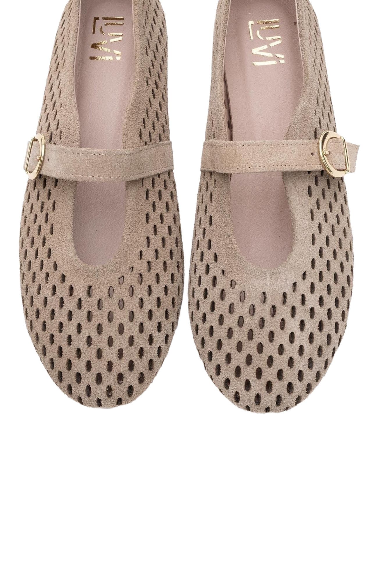 Forever & Always Shoes Arian Leather Ballet Flat, Alternate, color, Beige Leather