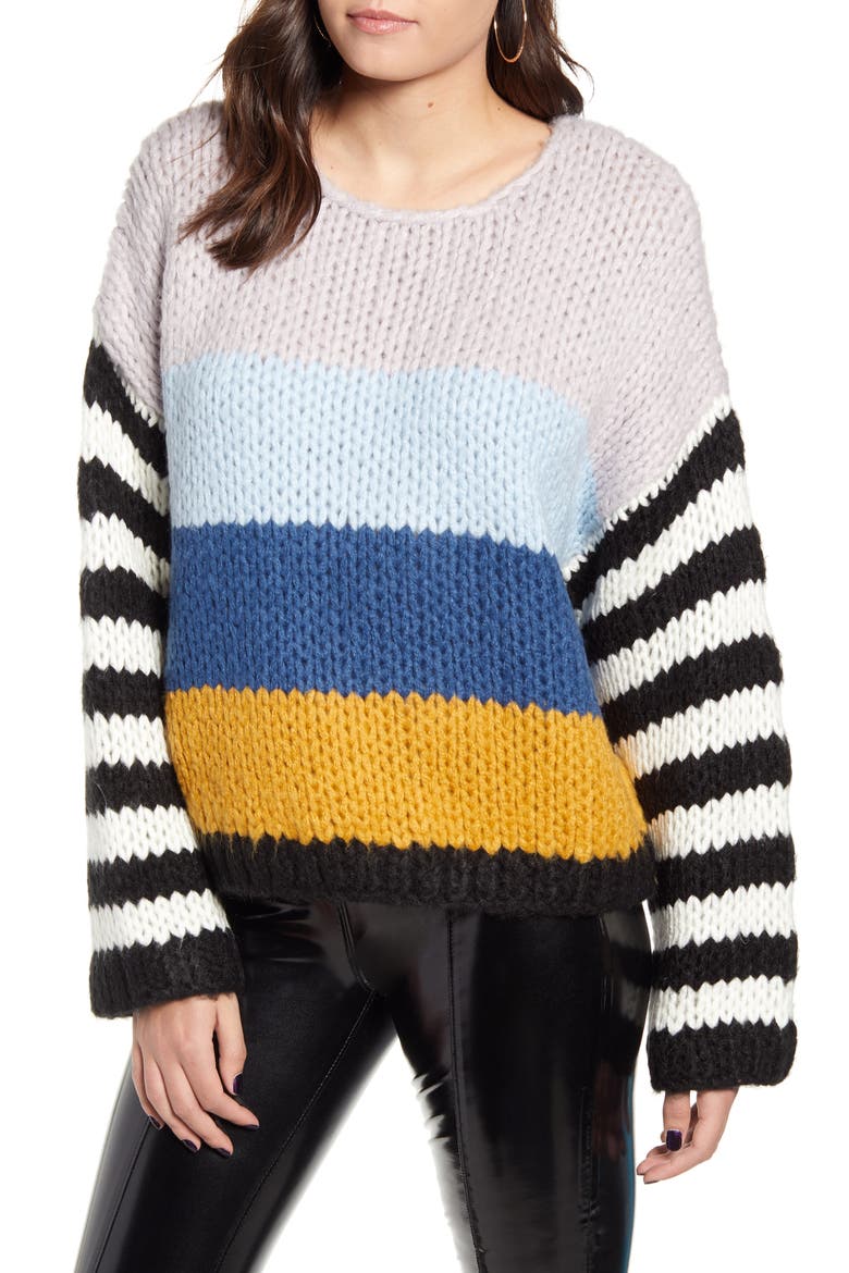 Stripe Oversize Sweater, Main, color, MIXED SIGNALS