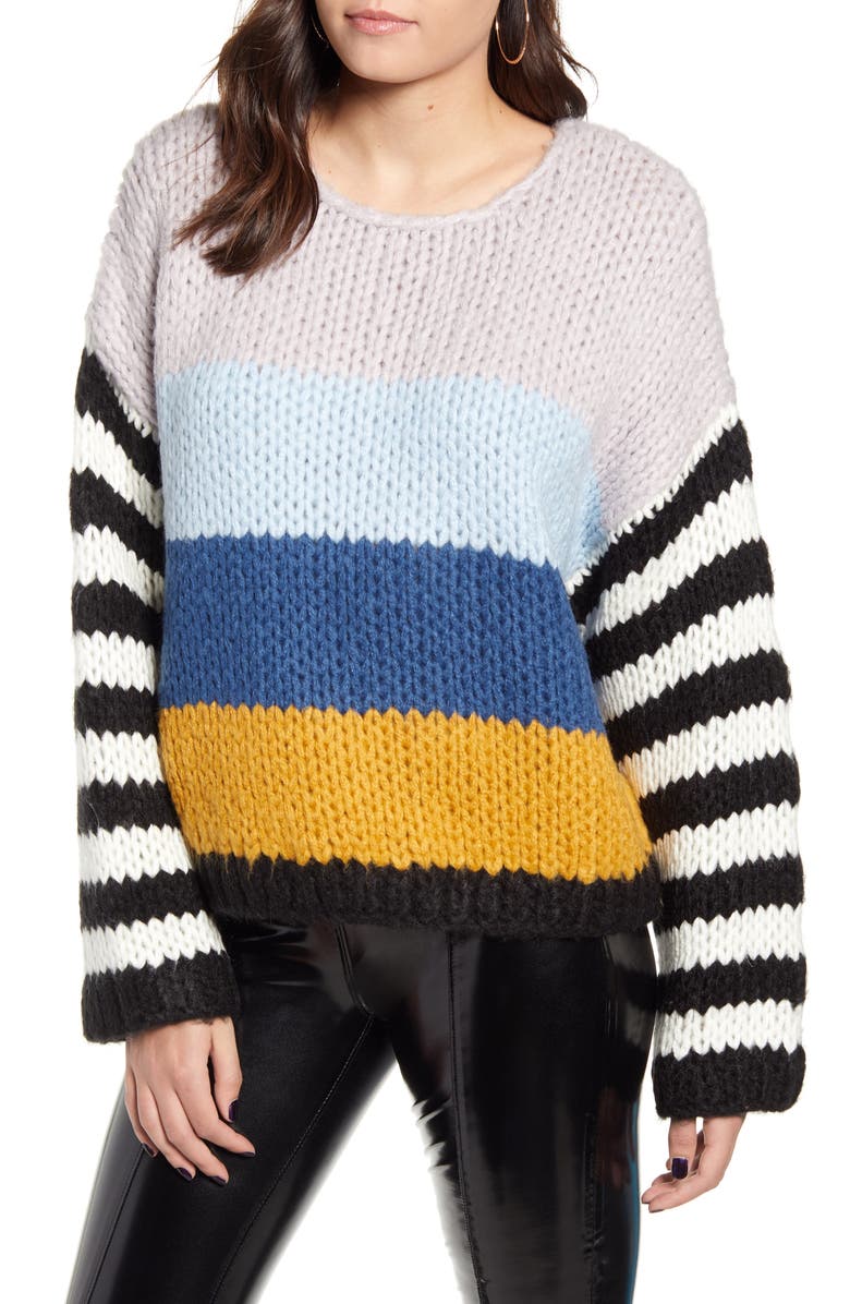 BLANKNYC Stripe Oversize Sweater, Main, color, 