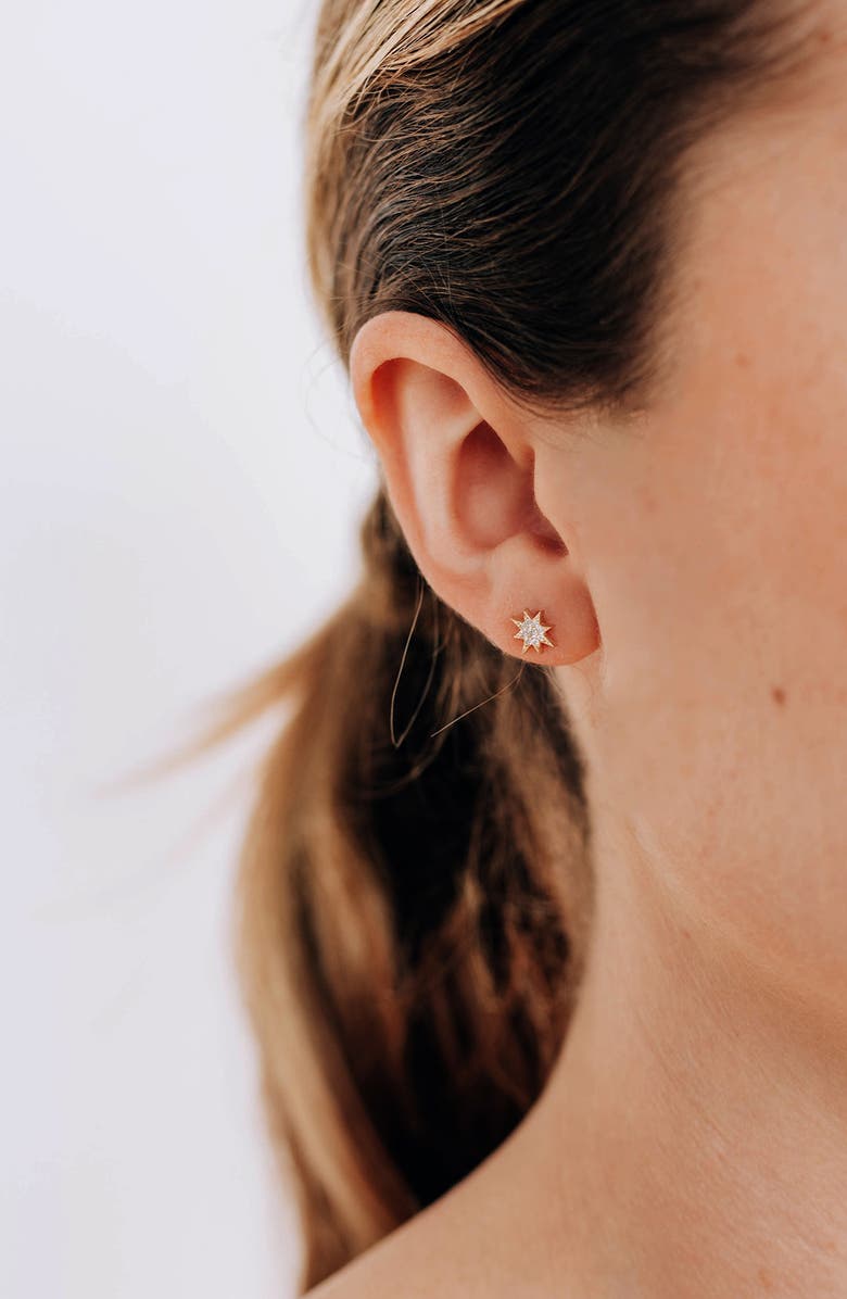 Anzie North Star Stud Earrings, Alternate, color, Yellow Gold
