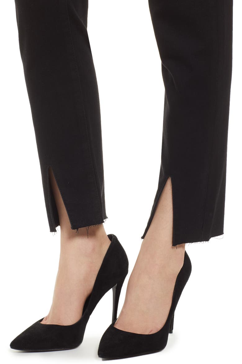 High Waist Split Hem Skinny Jeans, Alternate, color, BLACK