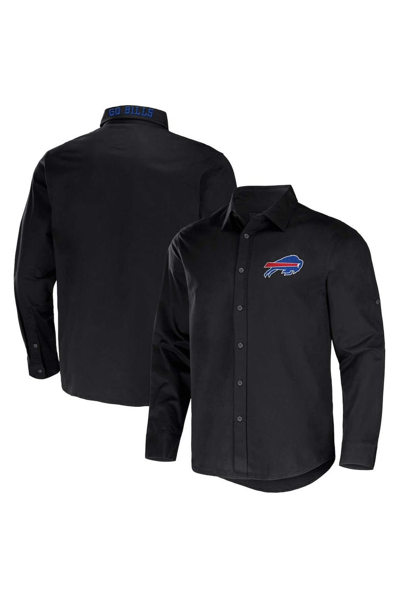 Men's NFL x Darius Rucker Collection by Fanatics Black Buffalo Bills Convertible Twill Long Sleeve Button-Up Shirt, Alternate, color, Black