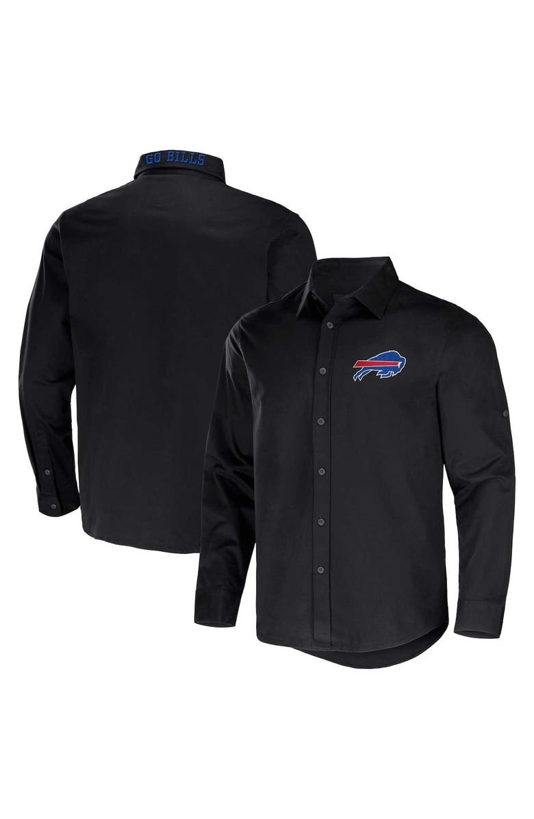 NFL X DARIUS RUCKER Men's NFL x Darius Rucker Collection by Fanatics Black Buffalo Bills Convertible Twill Long Sleeve Button-Up Shirt, Alternate, color, 