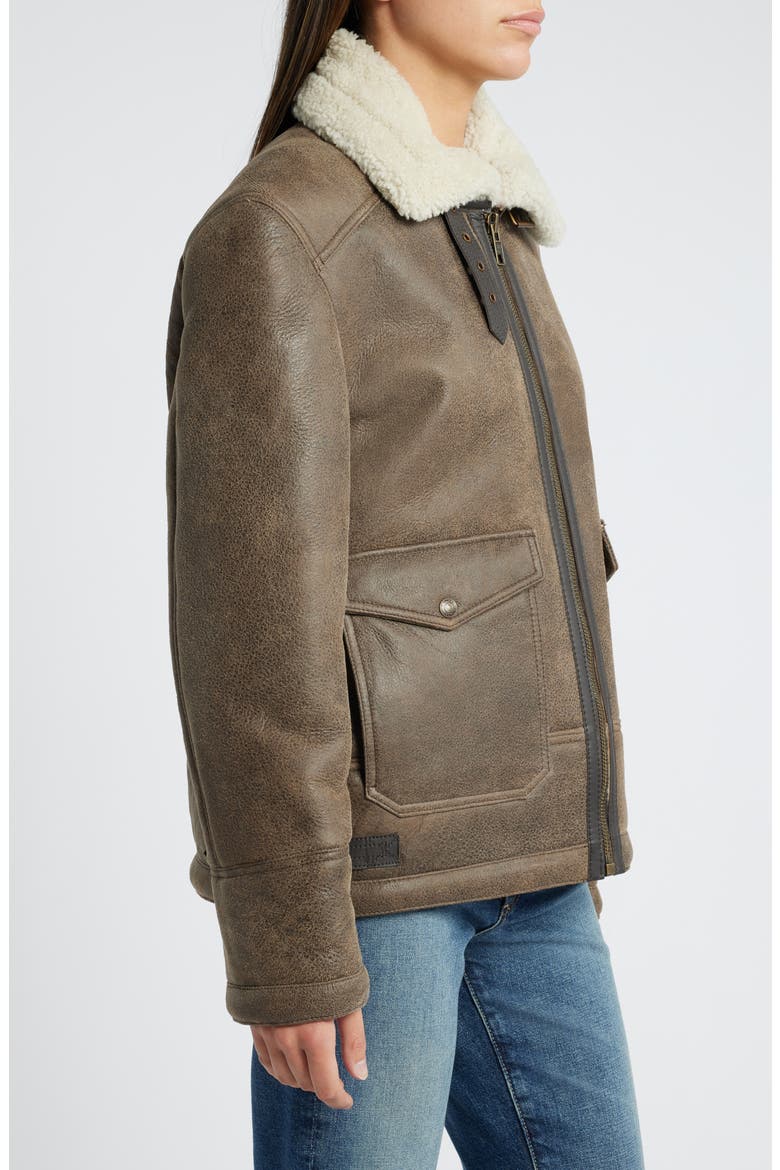 Genuine Shearling Lined Bomber Jacket, Alternate, color, BROWN