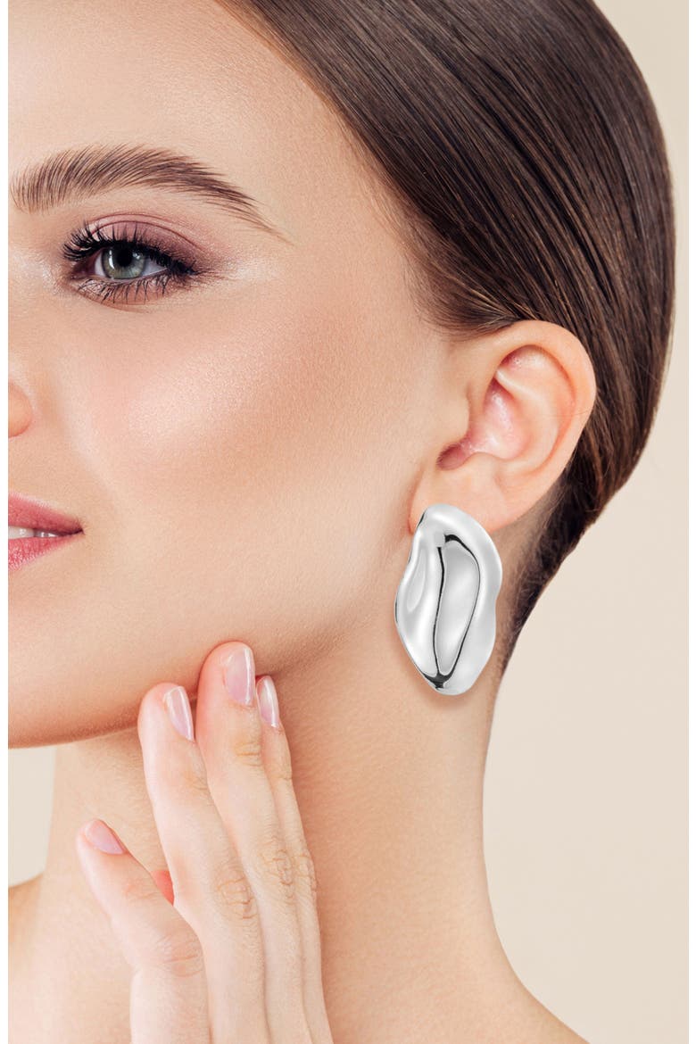 Molten Drop Earrings, Alternate, color, SILVER