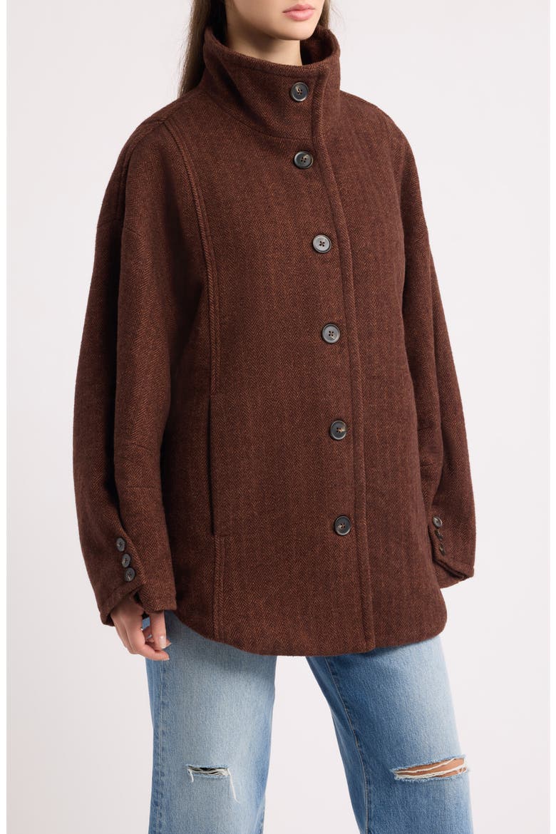 Beau Cocoon Coat, Alternate, color, BROWN COMBO