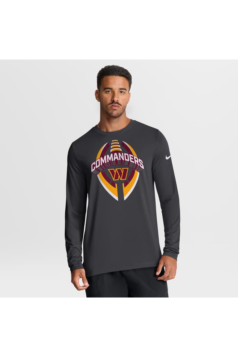 Men's Nike Anthracite Washington Commanders Primetime Legend Icon Performance Long Sleeve T-Shirt, Main, color, Anthracite