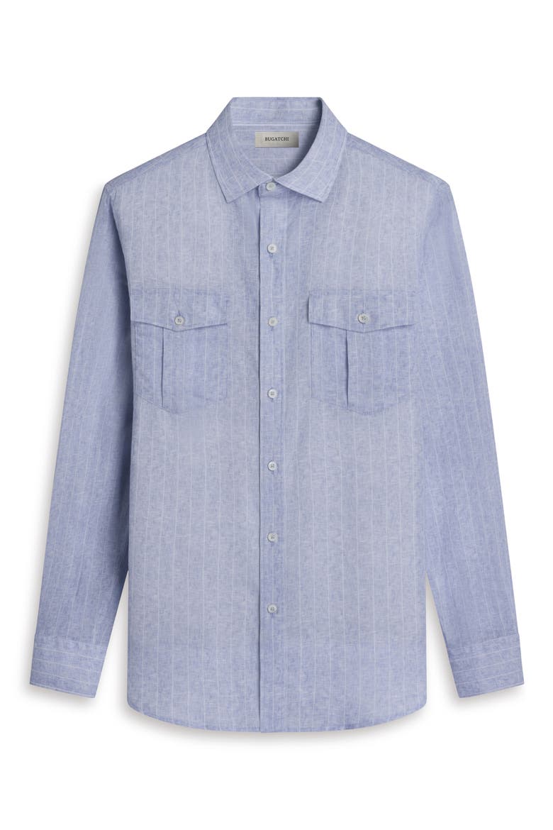 Jasper Linen Blend Button-Up Shirt, Alternate, color, AIR BLUE
