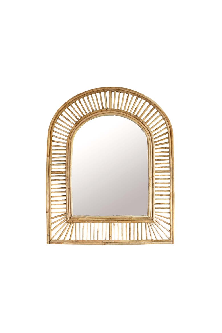 Arched Cane Wall Mirror Natural Cane & Glass, Main, color, Brown